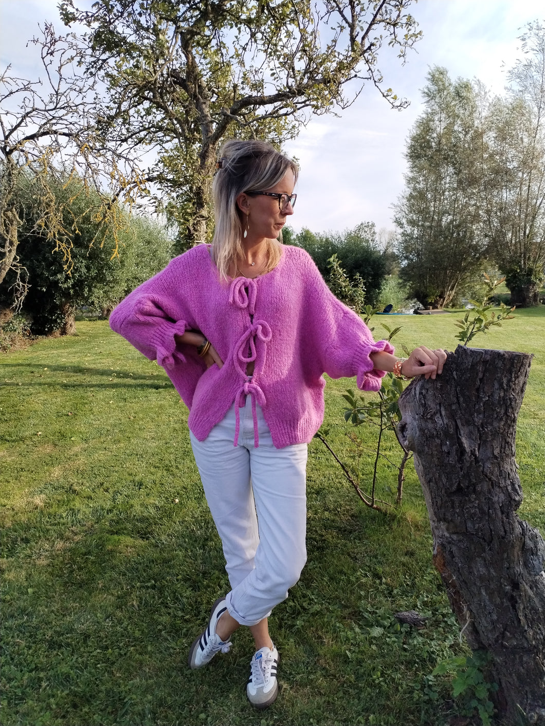 Gilet Fuschia Clair avec Noeuds