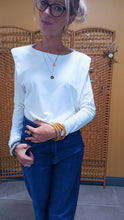 Charger l&#39;image dans la galerie, Tee-shirt manches longues blanc épaulettes
